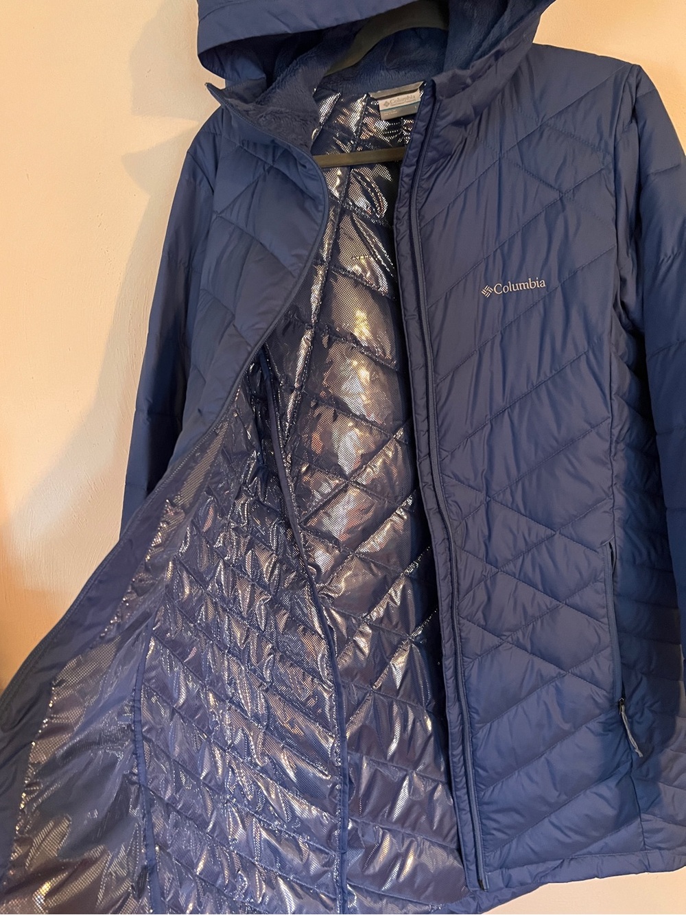 Columbia Women's Heavenly™ Long Hooded Jacket Thin Puffer Large - Picture 2 of 7